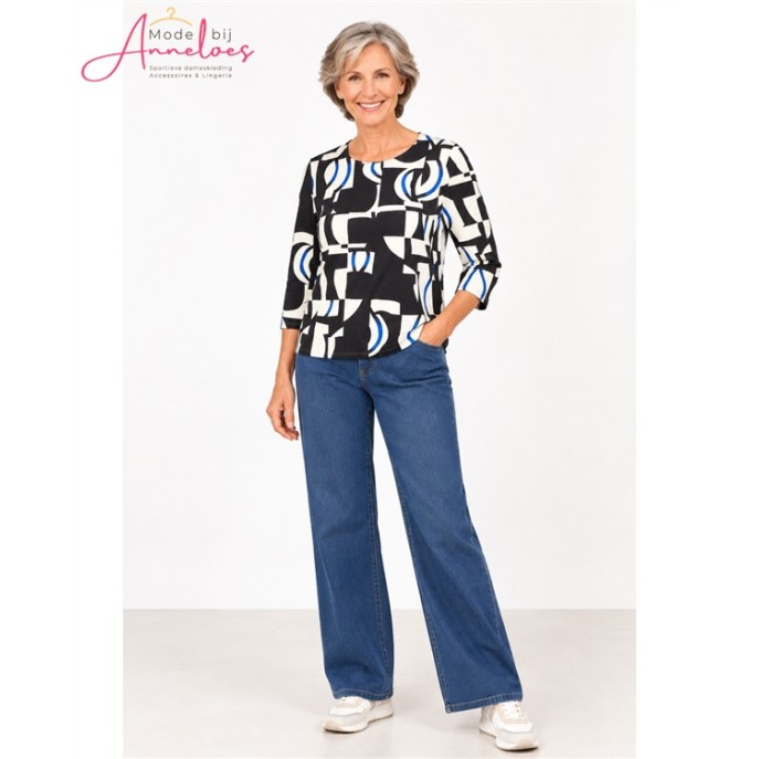Barbara Lebek blouson shirt 15923062 Zwart wit blauw